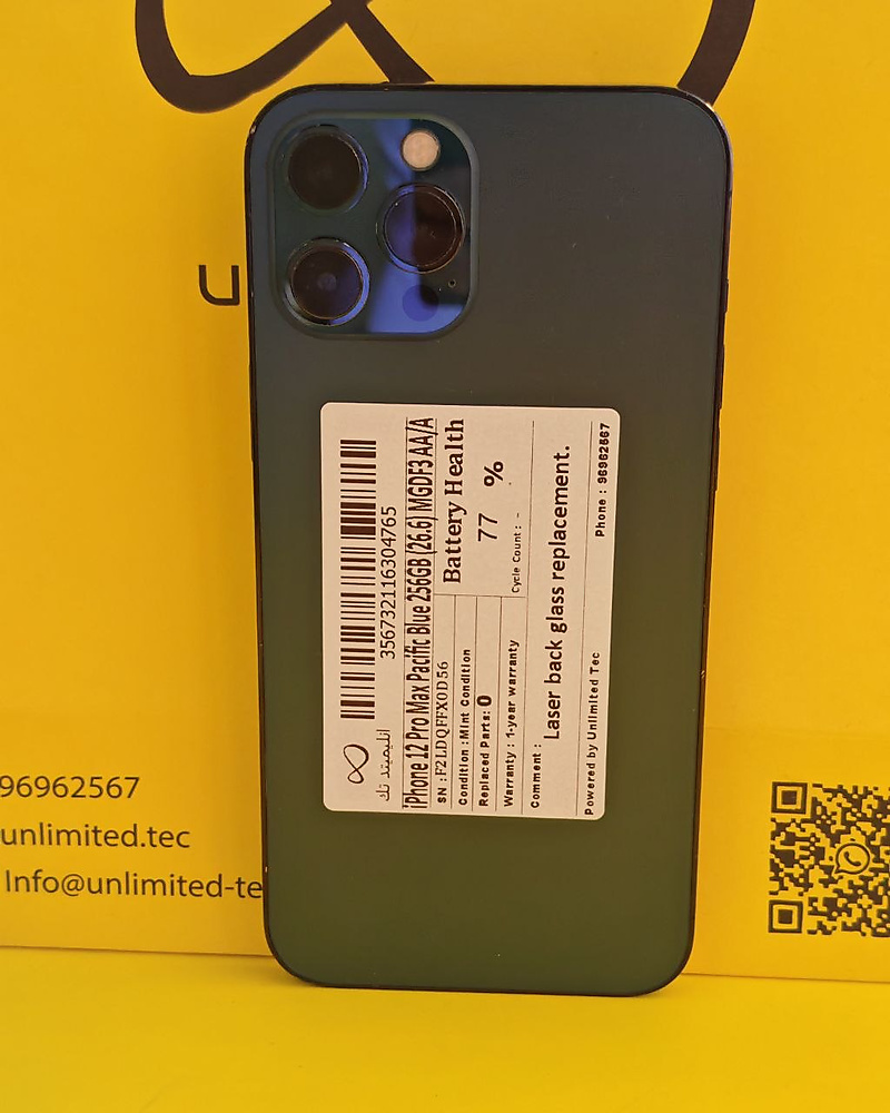 iPhone 12 Pro Max 256GB Pacific Blue – Battery 77% Used Clean