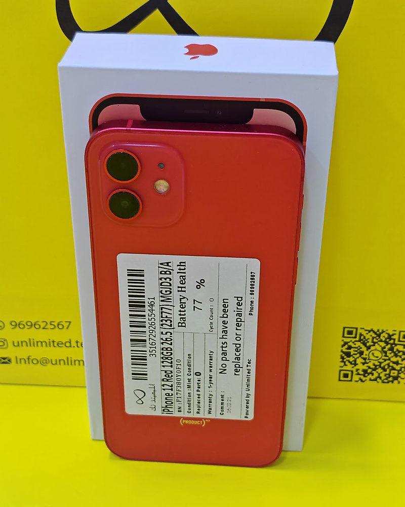 iPhone 12 128GB Red – Battery 77% Used Like New