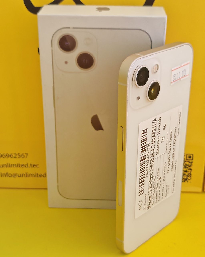 iPhone 13 256GB Starlight – Battery 78% Used Like New