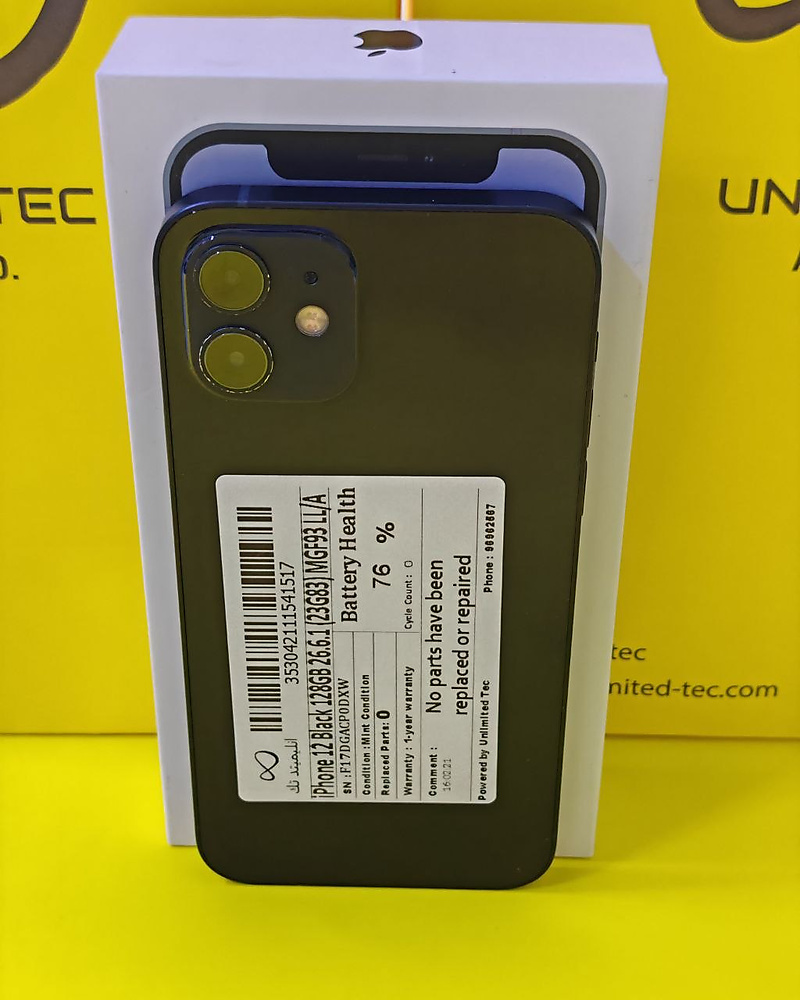 iPhone 12 128GB Black – Battery 76% Used Like New
