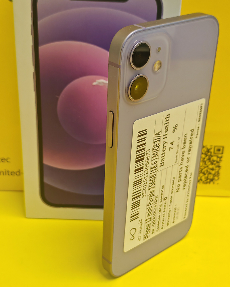 iPhone 12 mini 256GB Purple – Battery 74% Used Like New