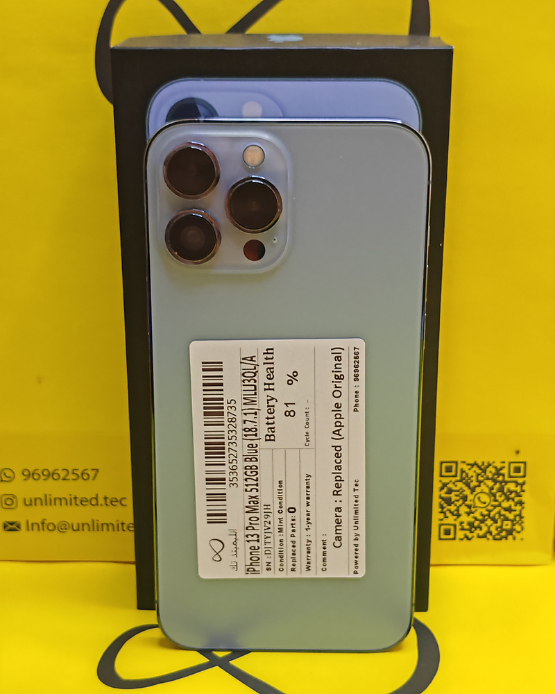iPhone 13 Pro Max 512GB Sierra Blue – Battery 81% With Box Used Clean