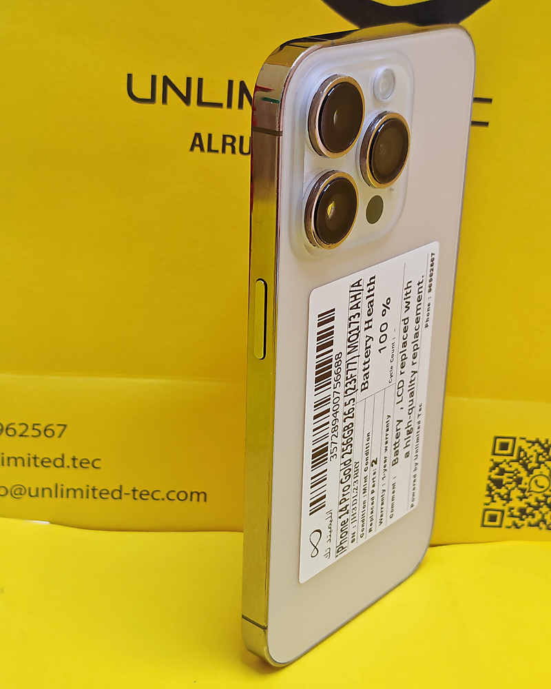iPhone 14 Pro 256GB Gold – Battery 100% Used Clean