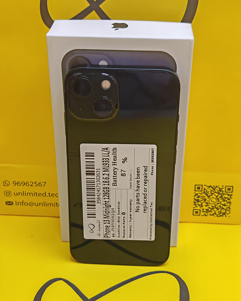 iPhone 13 128GB Midnight – Battery 87% With Box Used Like New