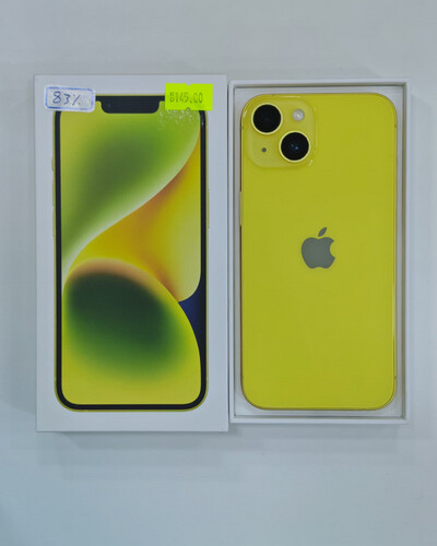 ايفون 14 256 جيجابايت أصفر – مستعمل كالجديد بطارية 83%