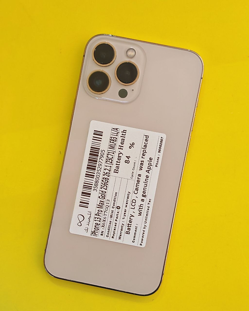 iPhone 13 Pro Max 256GB Gold – Battery 84% Used Clean