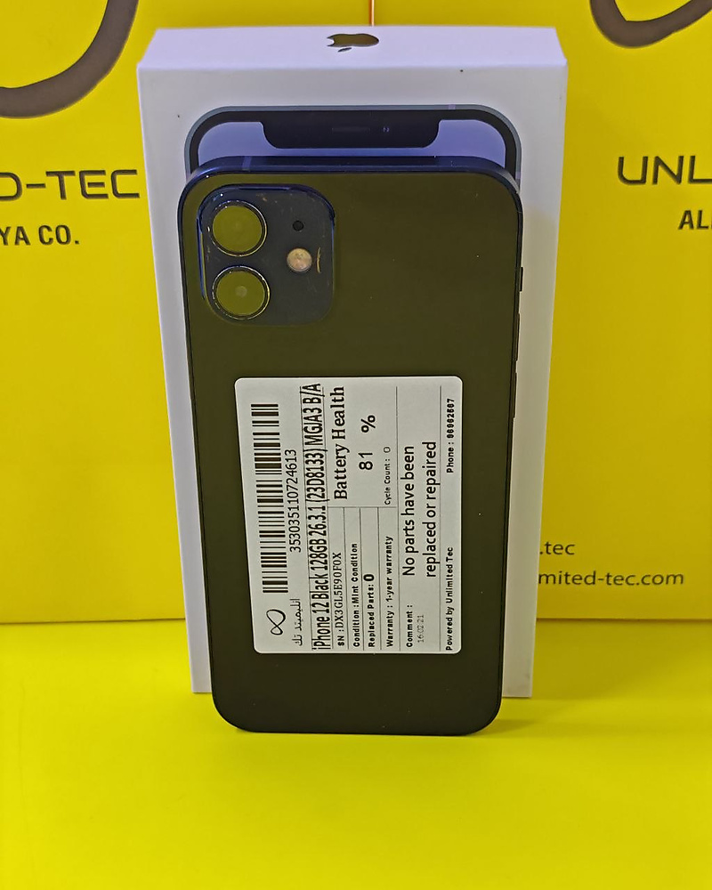 iPhone 12 128GB Black – Battery 81% Used Like New
