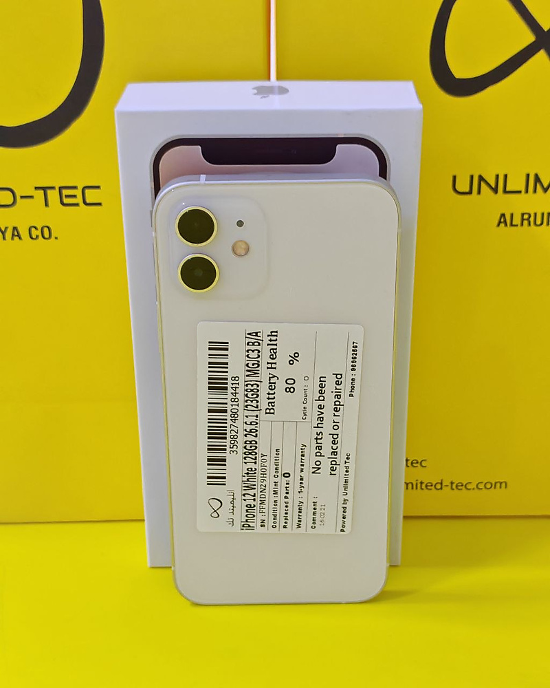 iPhone 12 128GB White – Battery 80% Used Like New