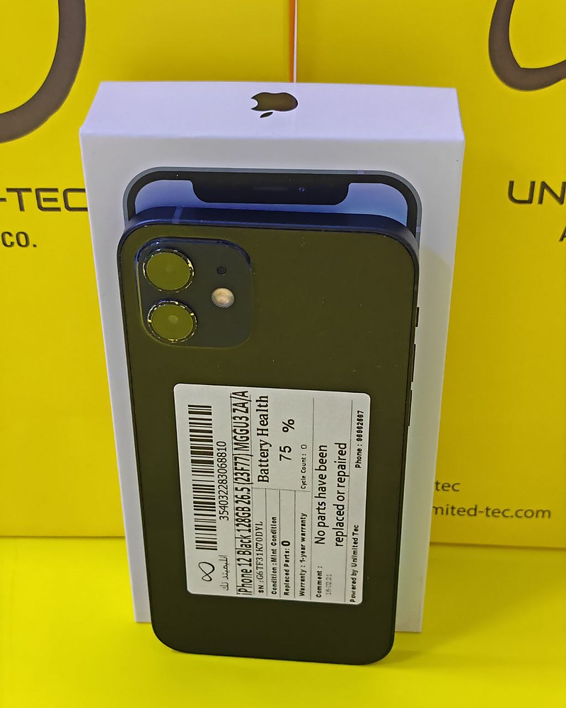 iPhone 12 128GB Black – Battery 75% Used Like New