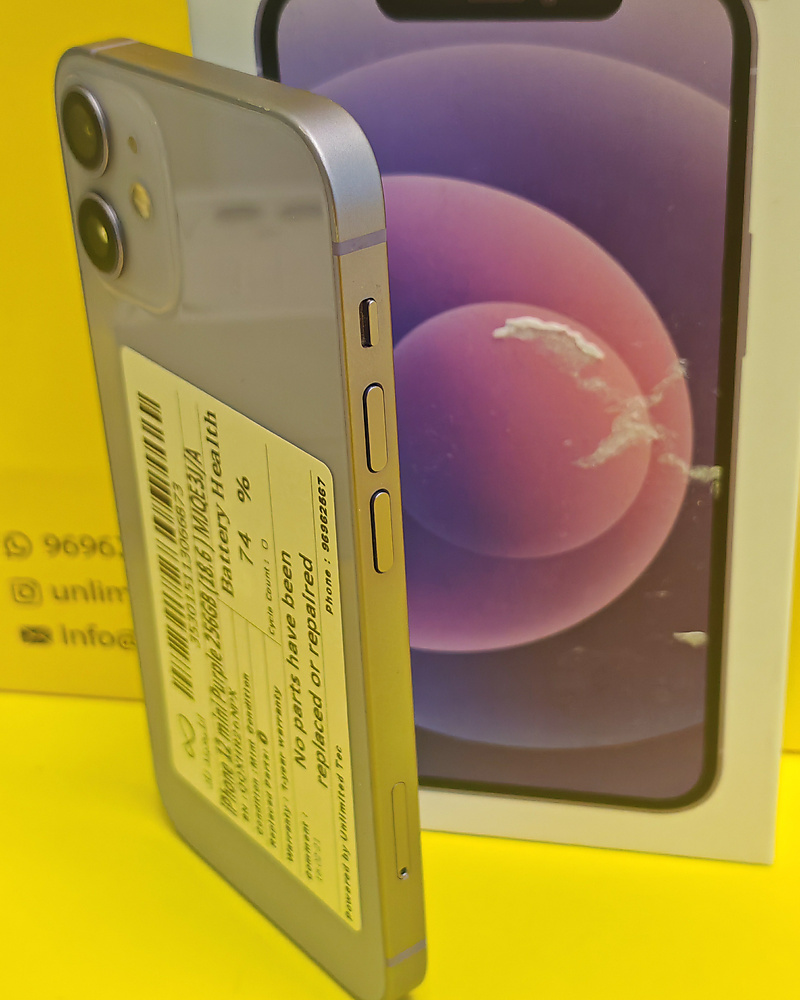 iPhone 12 mini 256GB Purple – Battery 74% Used Like New
