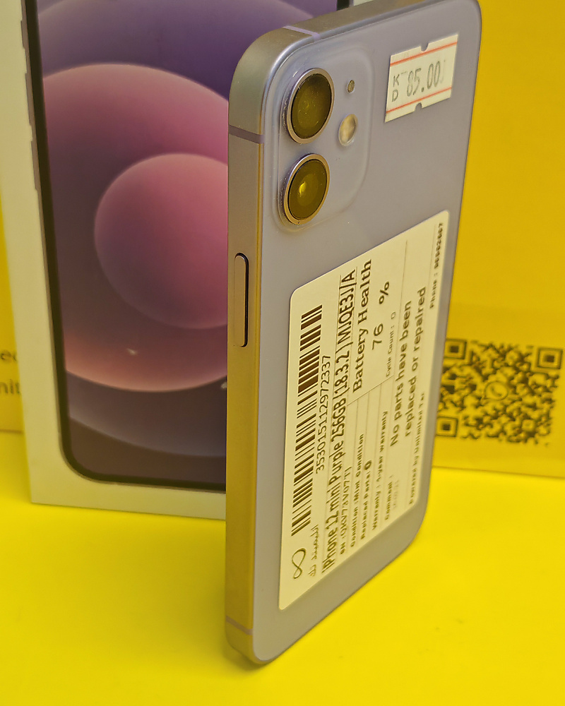iPhone 12 mini 256GB Purple – Battery 76% Used Like New