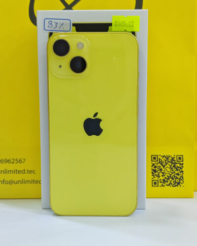 ايفون 14 256 جيجابايت أصفر – مستعمل كالجديد بطارية 83%