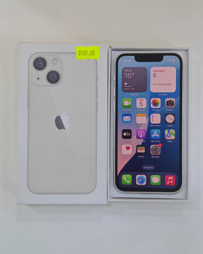 ايفون 13 ميني 128 جيجابايت أبيض – مستعمل كالجديد بطارية 80%