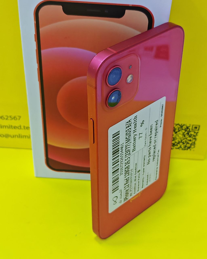 iPhone 12 128GB Red – Battery 77% Used Like New