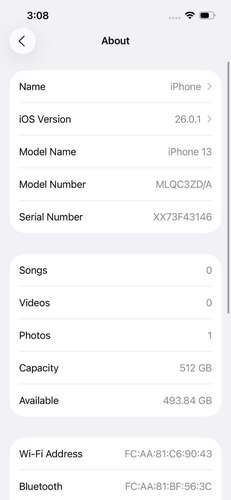 ايفون 13 – 512 جيجا – أسود بطارية 83% مستعمل نظيف