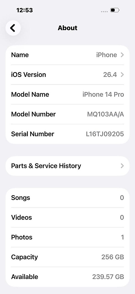 ايفون 14 برو – 256 جيجا – فضي بطارية 75% مستعمل كالجديد