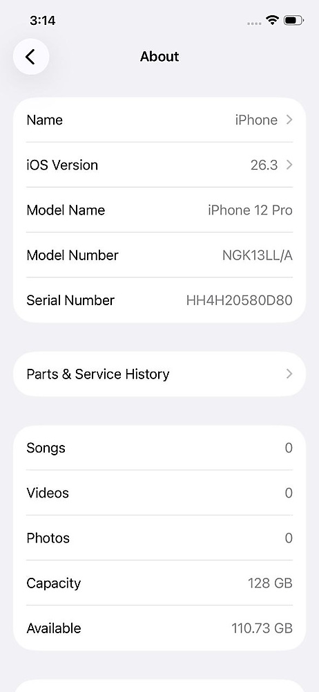 ايفون 12 برو – 128 جيجا – رمادي بطارية 78% مستعمل نظيف