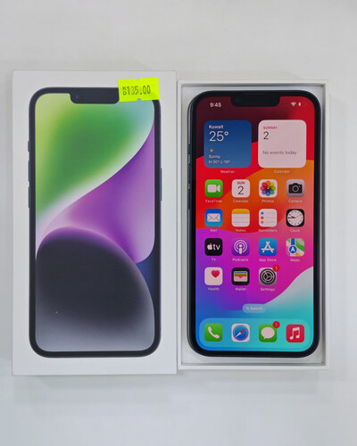 ايفون 14 128 جيجابايت أسود – مستعمل كالجديد بطارية 87%