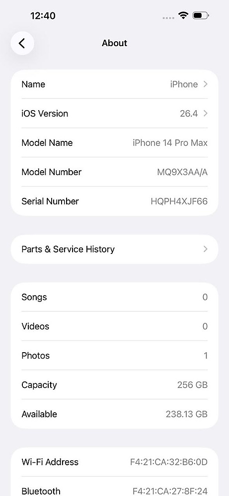 ايفون 14 برو ماكس – 256 جيجا – بنفسجي بطارية 100% مستعمل نظيف