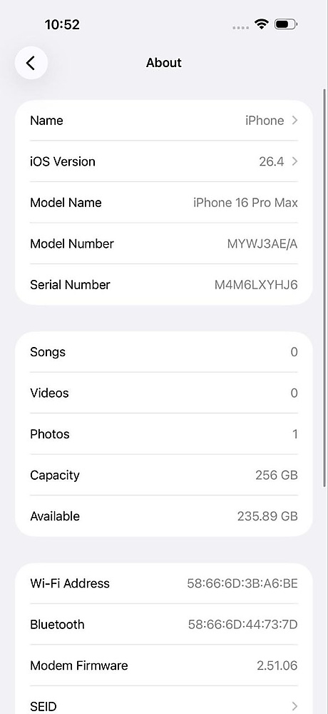 ايفون 16 برو ماكس – 256 جيجا – تيتانيوم صحراوي بطارية 89% مستعمل كالجديد