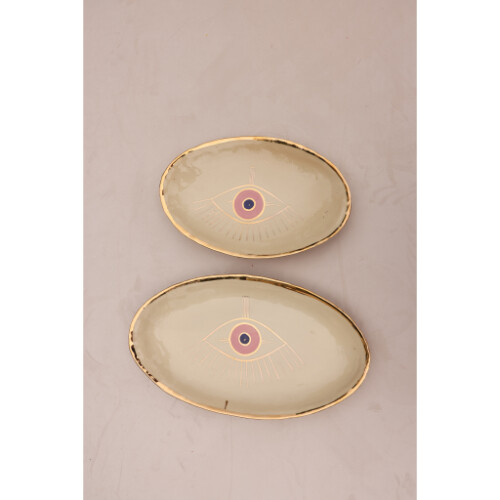 SLAB MADE OVAL DISHES 34.5X20 CM MEDIUM