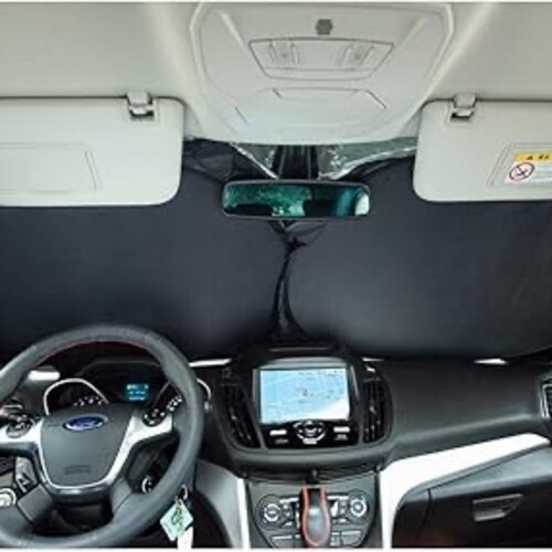 Basics UV Reflecting Foldable Front Windshield Sun Shade - 150 cm x 69 cm, 0.1-MM Thickness