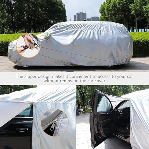 Basics Silver Weatherproof Car Cover - 150D Oxford, Sedan up to 400cm