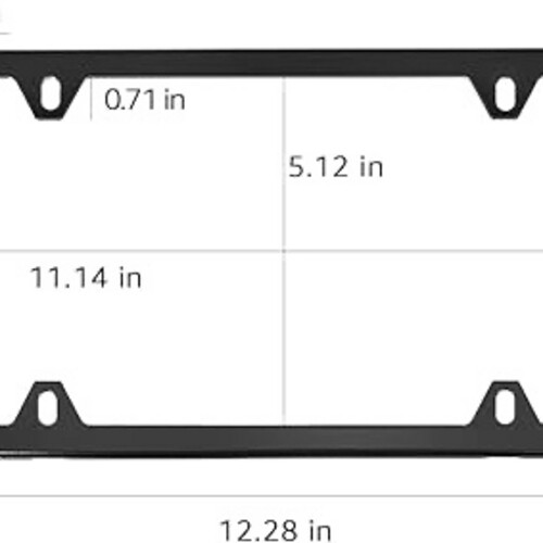 Basics Stainless Steel License Plate Frame Pair with Screw Caps - 4-Hole, 12.2″ x 6.3″, Black