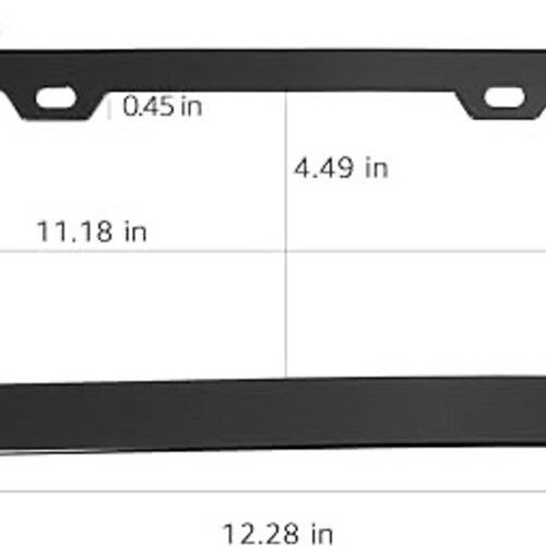 Basics Matte Aluminum License Plate Frame Pair with Screw Caps - 2-Hole, 12.3 x 6.3'', Black