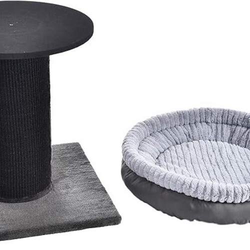 Basics Extra Large Cat Scratching Post with Bed, 48 x 48 x 66 cm, Black