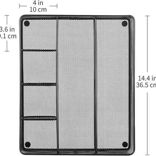 Basics Desk Drawer Organizer for Office and Home, Metal Mesh, Anti-Slip, 6 Compartments, Black