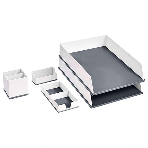 Basics Desk Organization Set - Grey and White -J-