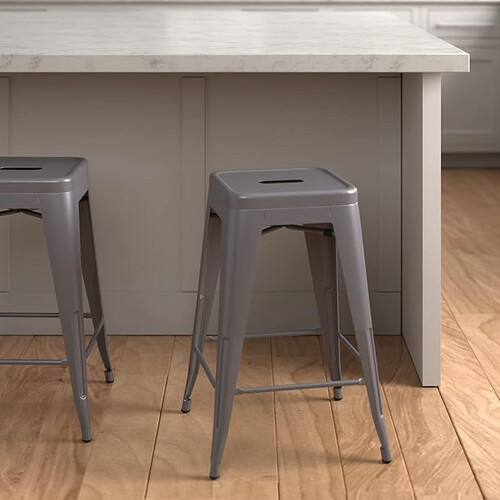 Basics Metal Bar Stools - 30-Inch, Set of 4, dark grey