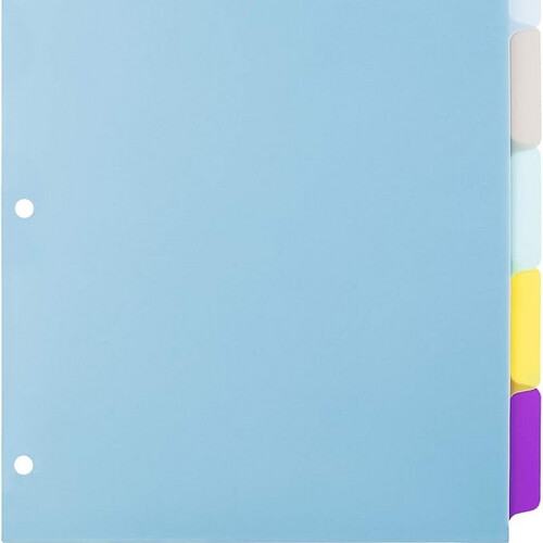 Basic Index 5 Strings Plastic Binder Dividers Writable Multicolor Tabs 1 Set