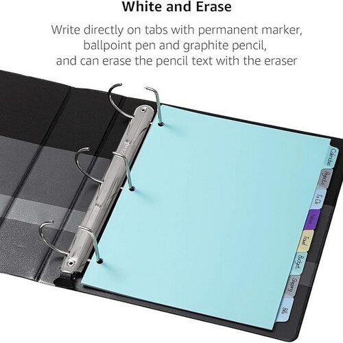 Basic Index 5 Strings Plastic Binder Dividers Writable Multicolor Tabs 1 Set