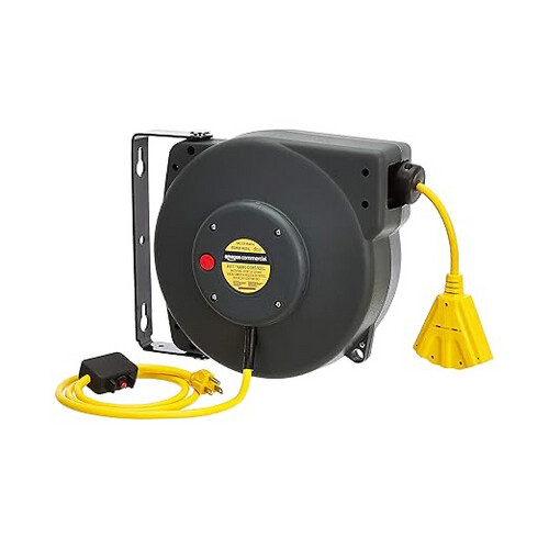 Cord Reel Retractable 14AWG x 40' Feet Industrial Grade 3C/SJT Cable with Triple Tap Connector Power
