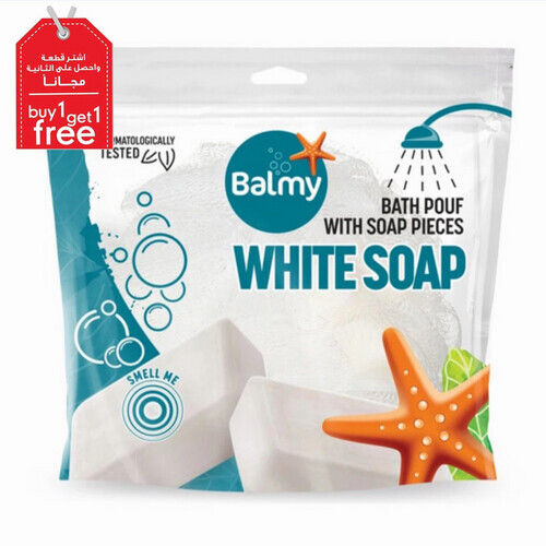 White Soap Bath Pouf With Soap Pieces