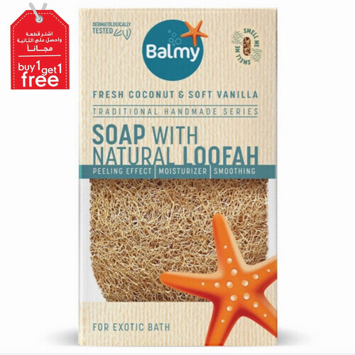 Balmy Fresh Coconut & Soft Vanilla Soap With Natural Loofah