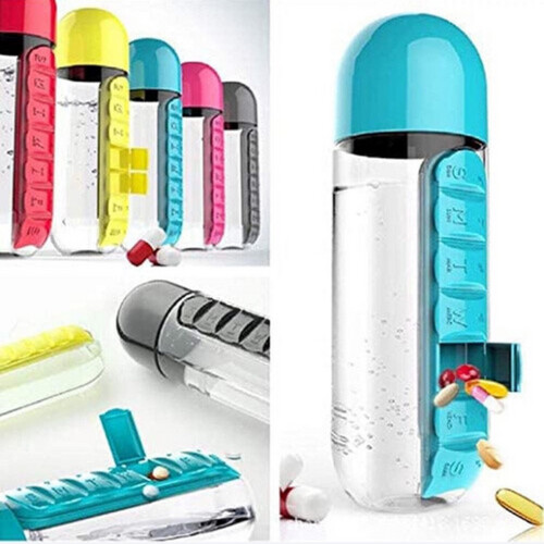 water bottle with pill organizer