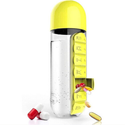 water bottle with pill organizer
