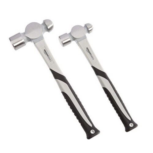 Amazon Basics Hammer Set - 5-Pieces, Shock-Absorbing Fiberglass Handle, Silver