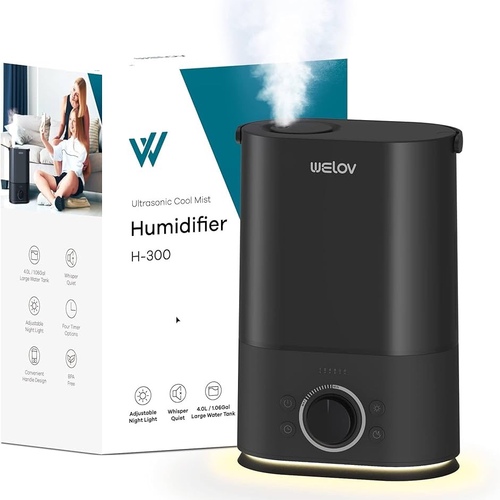 Willof Bedroom Humidifier, Quiet Evaporator with Timer and Night Light, Easy to Clean for Kids