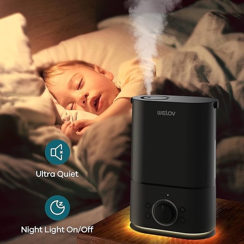 Willof Bedroom Humidifier, Quiet Evaporator with Timer and Night Light, Easy to Clean for Kids