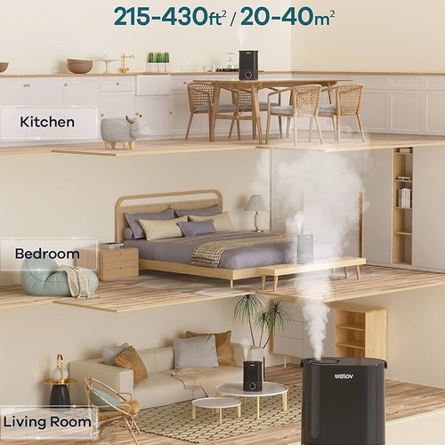 Willof Bedroom Humidifier, Quiet Evaporator with Timer and Night Light, Easy to Clean for Kids