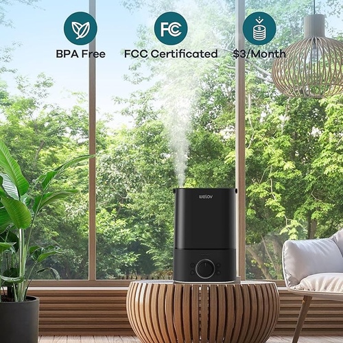 Willof Bedroom Humidifier, Quiet Evaporator with Timer and Night Light, Easy to Clean for Kids