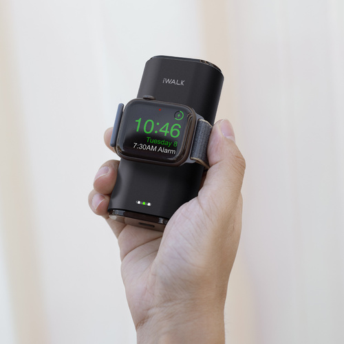 9000mAh Portable Charger for Apple Watch with Built-in Lightning Cable - White