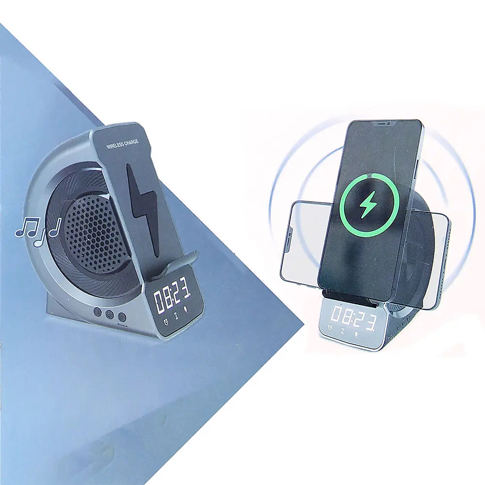iHip SAM02 Wireless Charger FM Clock Radio Bluetooth Speaker