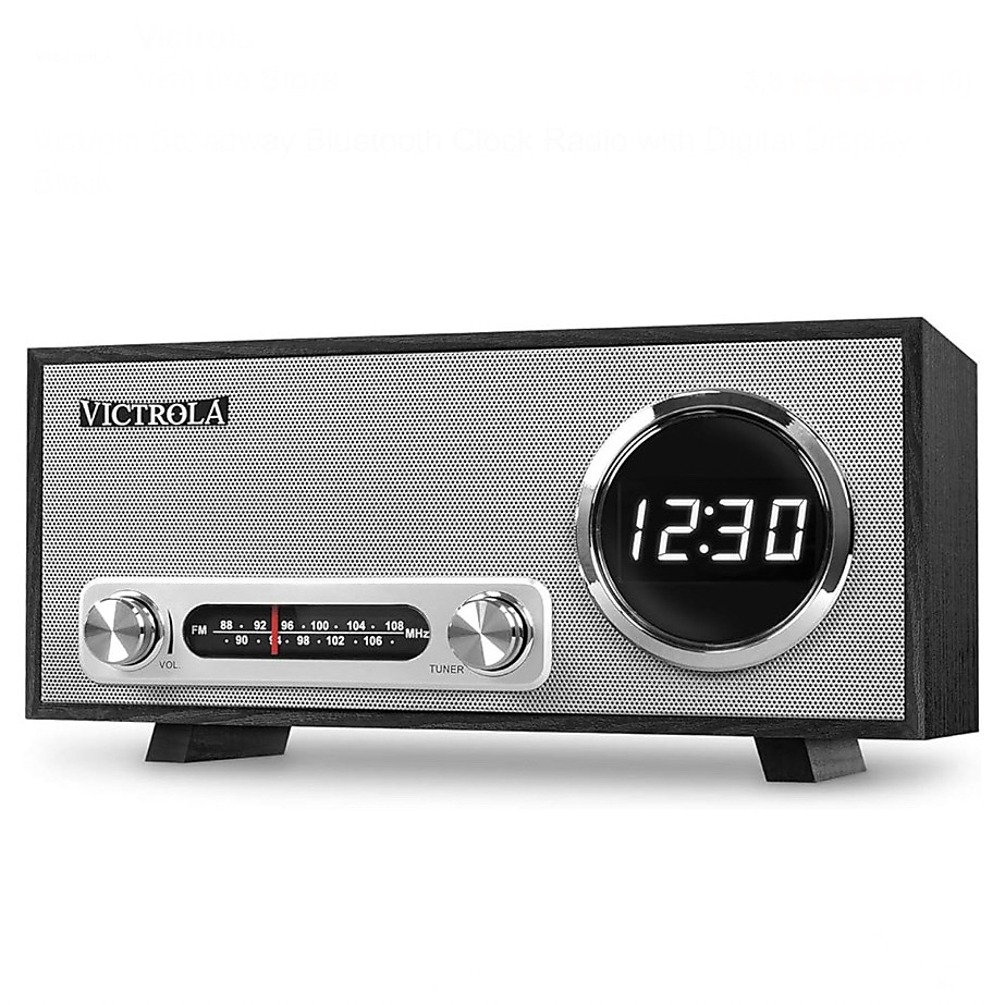 Victrola Broadway Bluetooth Clock Radio with Digital Display - Black
