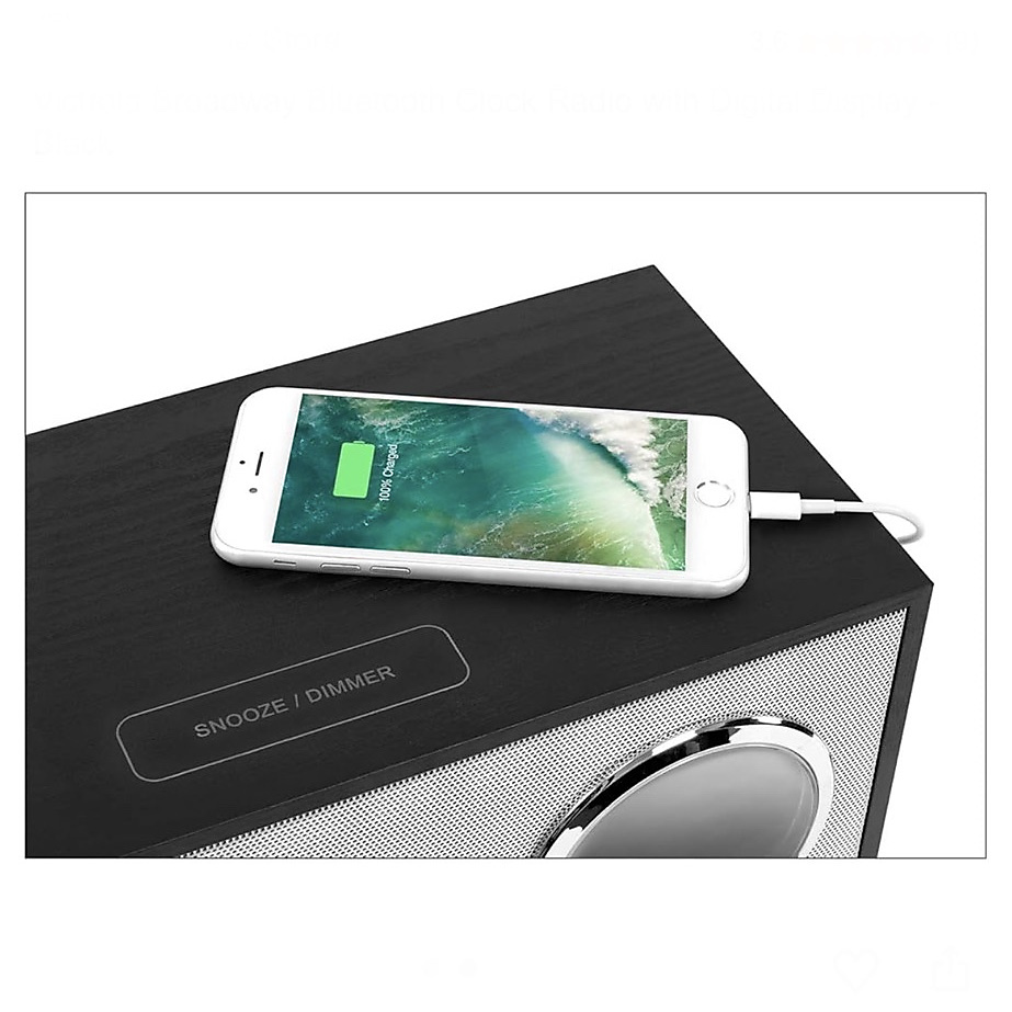 Victrola Broadway Bluetooth Clock Radio with Digital Display - Black