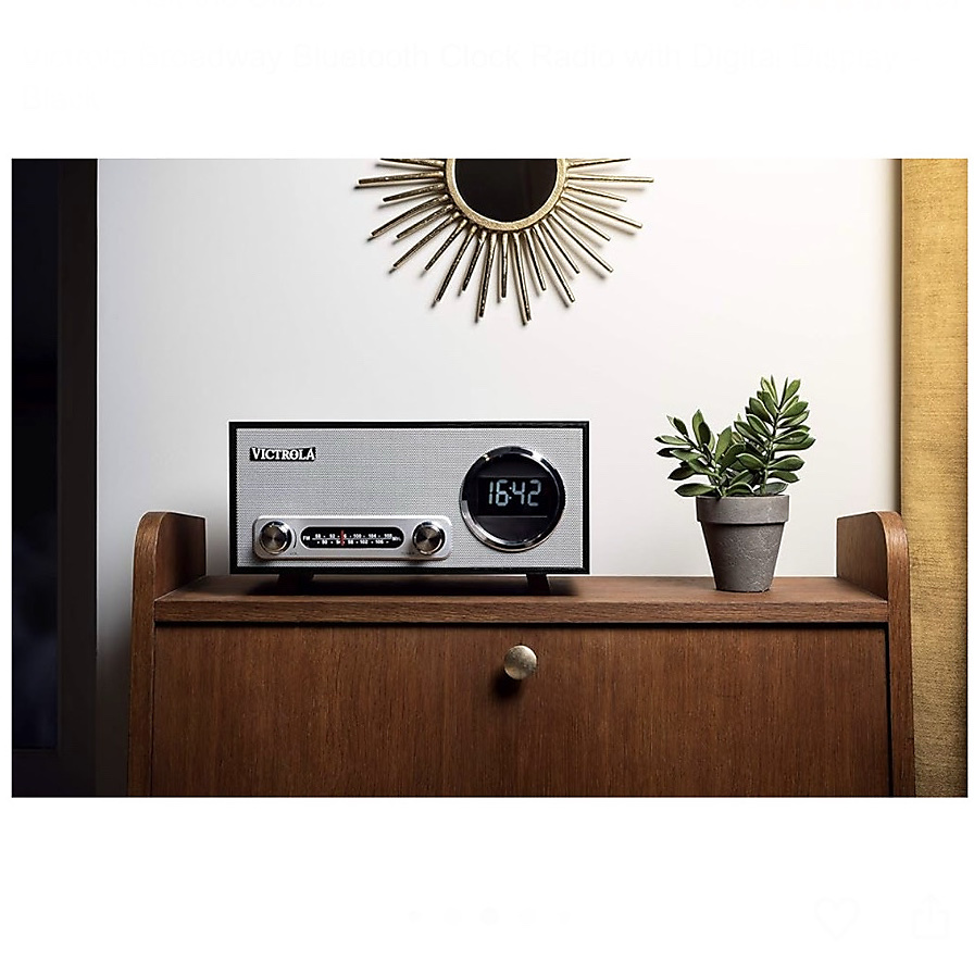 Victrola Broadway Bluetooth Clock Radio with Digital Display - Black